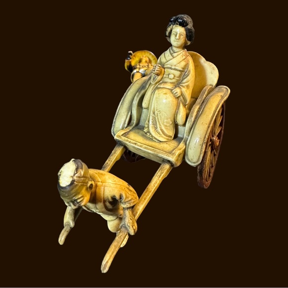 VINTAGE 1970s CELLULOID PLASTIC/JAPANESE RICKSHAW FIGURINES - Picture 11 of 11